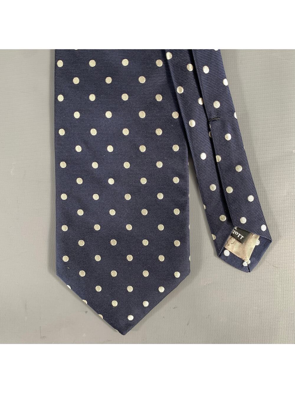 ROBERT TALBOTT Navy Grey Polka Dot Silk Tie